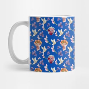 Bouquet flowers and white doves Mug